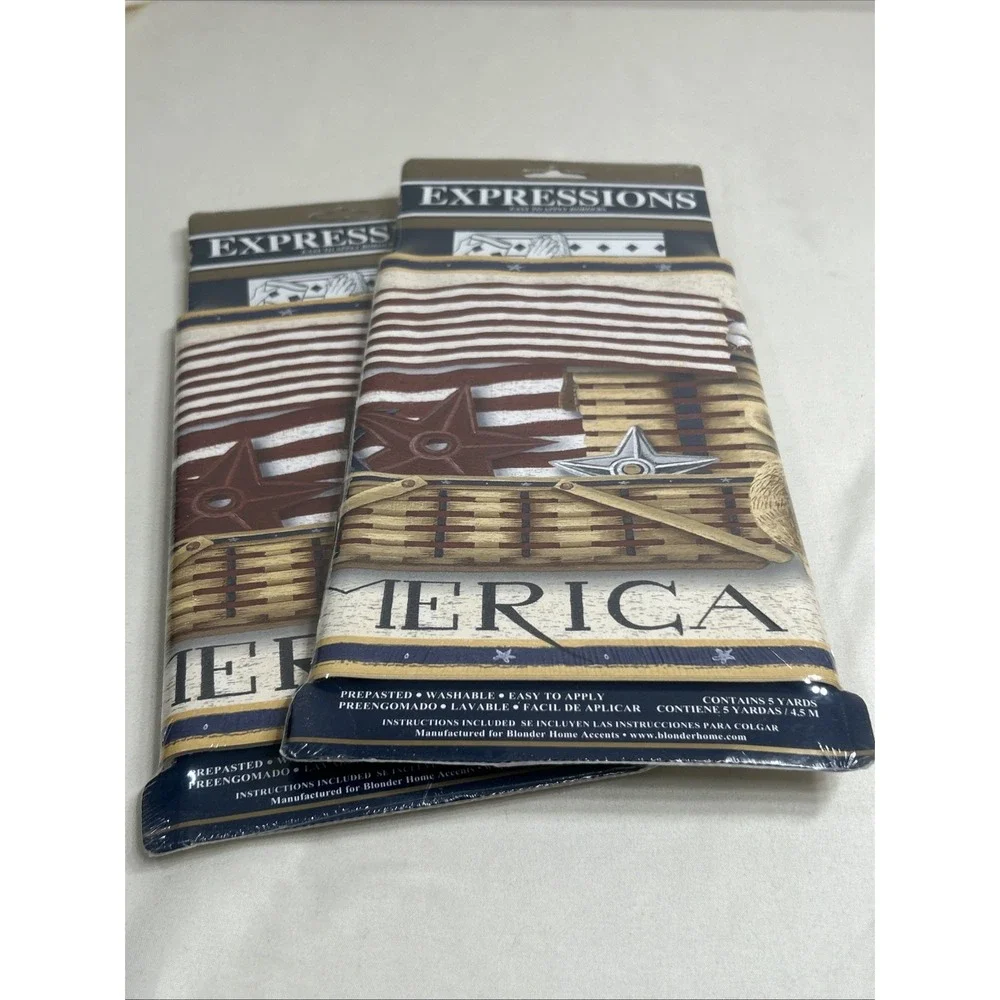 NEW Expression All American Wall Border Prepasted 2 Rolls 5 Yards Blonder Home